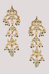 Chhavi's Jewels_Green Kundan And Bead Drop Embellished Necklace Set _Online_at_Aza_Fashions