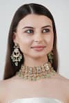 Buy_Chhavi's Jewels_Green Kundan Floral Embellished Necklace Set _at_Aza_Fashions