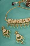 Shop_Chhavi's Jewels_Green Kundan Floral Embellished Necklace Set _Online_at_Aza_Fashions