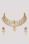 Chhavi's Jewels_Multi Color Kundan And Pearl Embellished Necklace Set _Online_at_Aza_Fashions