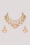 Chhavi's Jewels_Pink Kundan And Polki Embellished Necklace Set _Online_at_Aza_Fashions