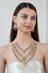 Buy_Chhavi's Jewels_Pink Kundan Embellished Layered Necklace Set _at_Aza_Fashions