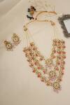 Shop_Chhavi's Jewels_Pink Kundan Embellished Layered Necklace Set _at_Aza_Fashions