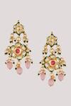 Buy_Chhavi's Jewels_Pink Kundan Embellished Layered Necklace Set _Online_at_Aza_Fashions