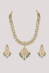 Chhavi's Jewels_Green Kundan And Polki Embellished Necklace Set _Online_at_Aza_Fashions