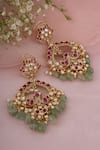 Shop_Chhavi's Jewels_Pink Kundan And Bead Embellished Earrings _at_Aza_Fashions