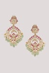 Chhavi's Jewels_Pink Kundan And Bead Embellished Earrings _Online_at_Aza_Fashions