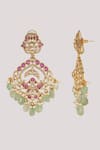 Buy_Chhavi's Jewels_Pink Kundan And Bead Embellished Earrings _Online_at_Aza_Fashions