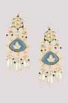 Chhavi's Jewels_Blue Kundan And Enamel Embellished Earrings _Online_at_Aza_Fashions