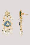 Buy_Chhavi's Jewels_Blue Kundan And Enamel Embellished Earrings _Online_at_Aza_Fashions