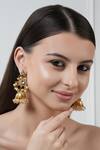 Buy_Chhavi's Jewels_Gold Plated Kundan Embellished Floral Jhumkas _at_Aza_Fashions