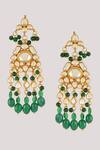 Chhavi's Jewels_Green Kundan And Stone Embellished Earrings _Online_at_Aza_Fashions