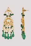 Buy_Chhavi's Jewels_Green Kundan And Stone Embellished Earrings _Online_at_Aza_Fashions