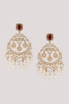 Chhavi's Jewels_Red Kundan Polki Embellished Earrings _Online_at_Aza_Fashions