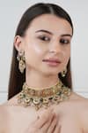 Buy_Chhavi's Jewels_Multi Color Kundan And Enamel Embellished Choker Necklace Set _at_Aza_Fashions