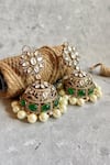 Buy_Prestones_Green Kundan Embellished Jhumkas _at_Aza_Fashions