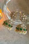 Shop_Prestones_Green Kundan Embellished Jhumkas _at_Aza_Fashions