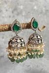 Buy_Prestones_Green Kundan Studded Jhumkas _at_Aza_Fashions