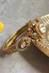 Shop_Prestones_Gold Plated Kundan Embellished Bangle _at_Aza_Fashions