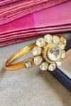 Buy_Prestones_Gold Plated Kundan Floral Shaped Bangle _at_Aza_Fashions