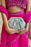 Buy_SG Collection by Sonia Gulrajani_Silver Sequin Nora Clutch Bag _at_Aza_Fashions