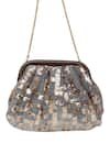 Buy_SG Collection by Sonia Gulrajani_Brown Sequin Nora Maze Pattern Clutch Bag _at_Aza_Fashions