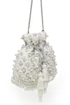 SG Collection by Sonia Gulrajani_Ivory Pearl Jumana And Bead Embellished Potli Bag _Online_at_Aza_Fashions