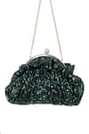 Buy_SG Collection by Sonia Gulrajani_Green Sequin Starlit Embellished Pouchette Clutch Bag _at_Aza_Fashions