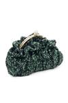 Buy_SG Collection by Sonia Gulrajani_Green Sequin Starlit Embellished Pouchette Clutch Bag _Online_at_Aza_Fashions