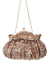 Buy_SG Collection by Sonia Gulrajani_Rose Gold Sequin Starlit Work Pouchette Clutch Bag _at_Aza_Fashions