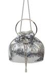 Buy_SG Collection by Sonia Gulrajani_Silver Sequin Tara Adorned Bucket Bag _at_Aza_Fashions