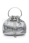 SG Collection by Sonia Gulrajani_Silver Sequin Tara Adorned Bucket Bag _Online_at_Aza_Fashions