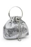 Shop_SG Collection by Sonia Gulrajani_Silver Sequin Tara Adorned Bucket Bag _Online_at_Aza_Fashions