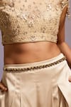 Buy_Tarun Tahiliani_Brown Swarovski Pearls Embellished Belt _at_Aza_Fashions