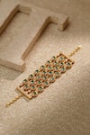 Buy_Tarun Tahiliani_Green Emerald Stone Multi Layered Bracelet _at_Aza_Fashions