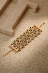 Tarun Tahiliani_Green Emerald Stone Multi Layered Bracelet _Online_at_Aza_Fashions