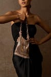 Tarun Tahiliani_Rose Gold Tumble Beads Chainmail Sheet Handle Bag _Online_at_Aza_Fashions