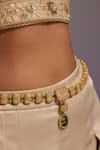 Shop_Tarun Tahiliani_Gold Stone Geometric Cutwork Belt _Online_at_Aza_Fashions