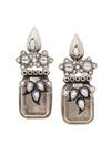 Sangeeta Boochra_Silver Plated Crystal 88 Charm Pearl Embellished Earrings _Online_at_Aza_Fashions
