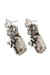 Shop_Sangeeta Boochra_Silver Plated Crystal 88 Charm Pearl Embellished Earrings _Online_at_Aza_Fashions