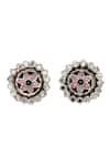 Sangeeta Boochra_Silver Plated Hydro Charm Floral Stone Embellished Earrings _Online_at_Aza_Fashions