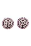 Shop_Sangeeta Boochra_Silver Plated Hydro Charm Stone Embellished Floral Earrings _at_Aza_Fashions