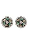 Sangeeta Boochra_Silver Plated Hydro Charm Stone Embellished Round Earrings _Online_at_Aza_Fashions