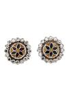 Sangeeta Boochra_Silver Plated Hydro Charm Round Stone Embellished Earrings _Online_at_Aza_Fashions