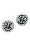 Shop_Sangeeta Boochra_Multi Color Hydro Stone Floret Carved Studs _at_Aza_Fashions