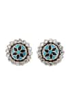 Sangeeta Boochra_Multi Color Hydro Stone Floret Carved Studs _Online_at_Aza_Fashions