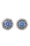 Sangeeta Boochra_Multi Color Hydro Stone Floral Bloom Carved Studs _Online_at_Aza_Fashions