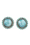 Sangeeta Boochra_Blue Hydro Stone Artful Floral Carved Studs _Online_at_Aza_Fashions