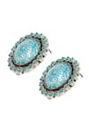 Shop_Sangeeta Boochra_Blue Hydro Stone Artful Floral Carved Studs _Online_at_Aza_Fashions