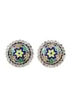 Buy_Sangeeta Boochra_Multi Color Hydro Stone Distinctive Artisan Floral Studs _Online_at_Aza_Fashions